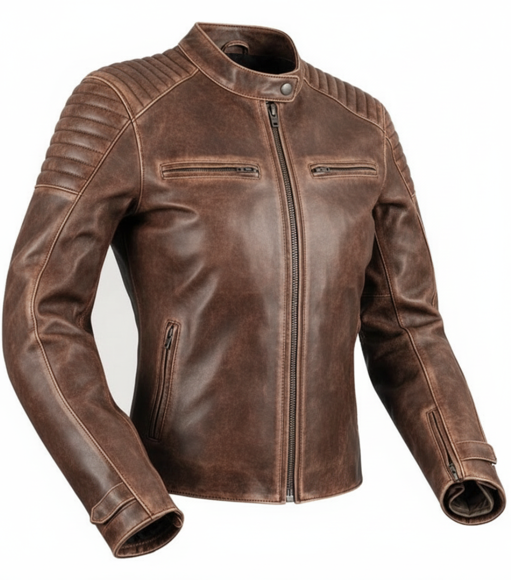 LADY BANDIT 92X DISTRESSED BROWN GETNAPPA CE PREMIUM MC SKINNJACKA