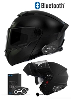 Nighthawk Bluetooth Matt Black S8X Bluetooth 5.1 Motorsykkelhjelm