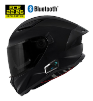 Bluetooth Darkknight Panther Matt Black 9X Solo Sunvisor Mc Hjelm