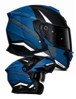 Shiro Dsc Nitro Modular 22.06 Flip Front Matt Black Blue Öppningsbar Mc Hjelm