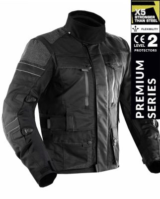 Premium Dynatech Svart Kevlar 17092:2020 Vanntett Mc Allværsjakke Mcv