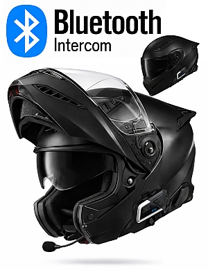 Neo Bluetooth Matt Black S8X Bluetooth 5.3 Motorsykkelhjelm