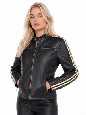 Dame Nashville Black/White Line Lærjakke Mcv