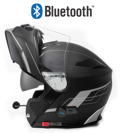 Bluetooth Blinc V5 Fosh Grå Matt Stereo Mc Hjelm