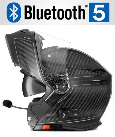 Bluetooth Bullet Hd Matt Grå V5 Solskyrm Mc Hjelm