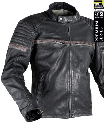 Stealth 92X Vintage Svart Goatnappa Ce Premium Mc Skinnjakke