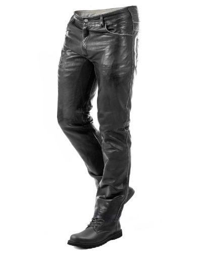 Premium Vintage Svart 92-X Touring Geit Nappa Skinnbukser