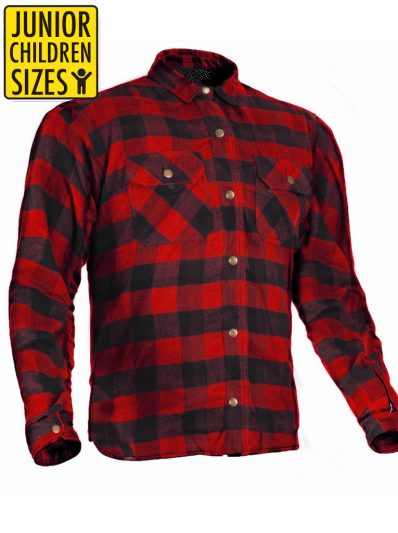 Junior / Barn Flanell Glideslås Klassisk Rød/Sort Ce Kevlar Skjorte - Mcv