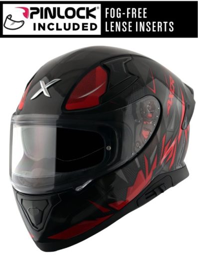 Axor Apex Hunter Black Red Solskjerm Pinlock Included Mc Hjelm - Mcv