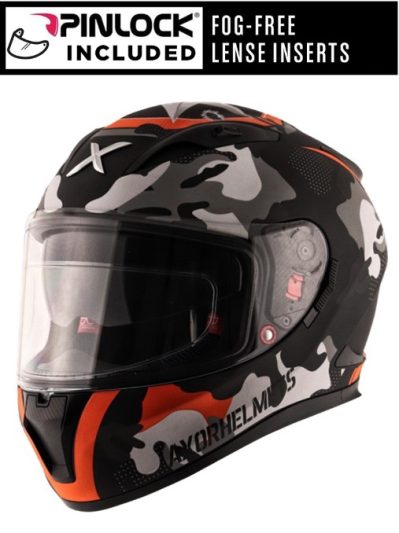 Axor Apex Street Camo Orange Solskjerm Pinlock Included Mc Hjelm - Mcv