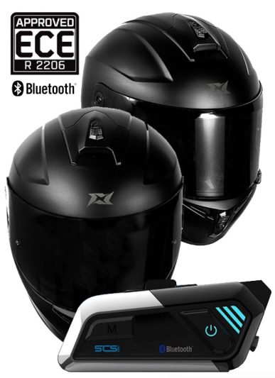 Bluetooth S9-X Solo Intercom Stinger Ece.22.06 Motogp Integral Matt Svart Motorsykkelhjelm