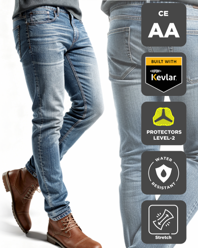 Cruiser V4 Wp Lightblue Jaguar-Aa Kevlar Mc Jeans Regular Leg