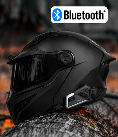 Intercom Ghost Dark Aero Edition 22-06 Matt Black Bluetooth Åpningsbar Mc-Hjelm