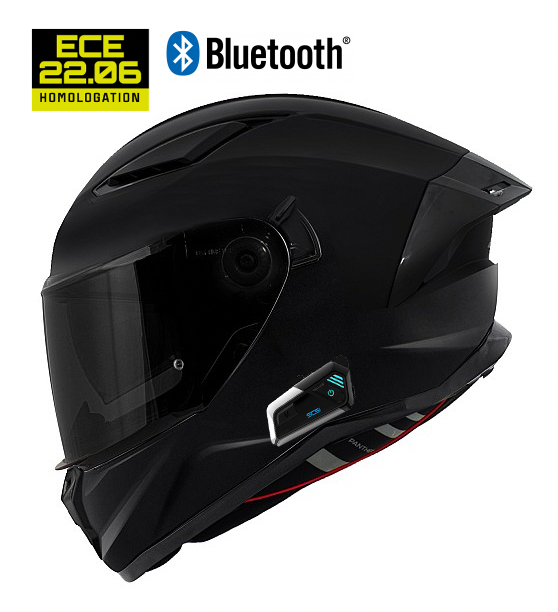 Bluetooth Darkknight Panther Matt Black 9X Solo Sunvisor Mc Hjelm