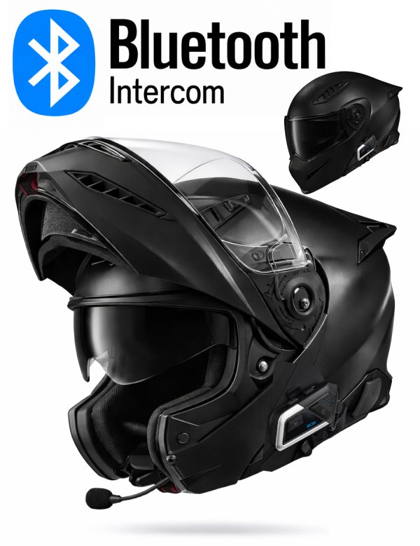 Neo Bluetooth Matt Black S8X Bluetooth 5.3 Motorsykkelhjelm