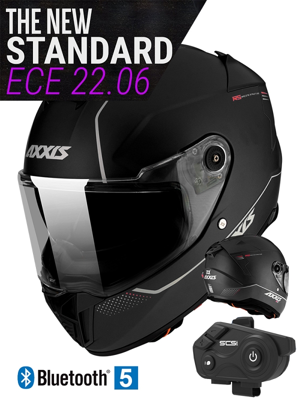 Ece 22-06 Bluetooth Axxis Hawk Matt Svart Sunvisor Mc Hjelm