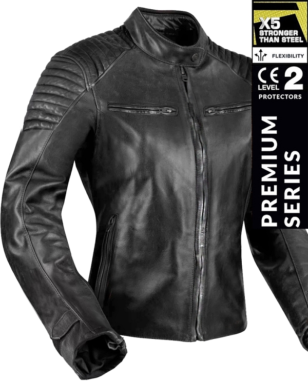Lady Bandit 92X Distressed Sort Getnappa Ce Premium Mc Skinnjakke