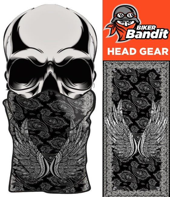 Black Paisley Wings Bandanna Hals Tube Hals Varmere Balaclava
