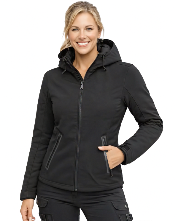 Lady Bandit Armor Full-Black Softshell Ce-Aa Allvær Motorsykkeljakke