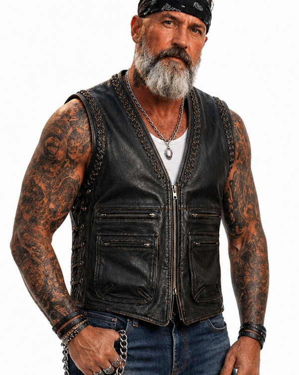 Thor Rubbof Black/Brown Skinnvest Mcv