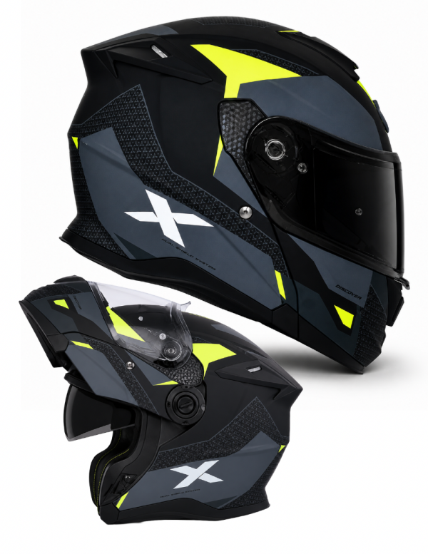 Shiro Dsc Nitro Modular 22.06 Flip Front Matt Black Fluor Öppningsbar Mc Hjelm
