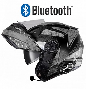 Grey Bluetooth Matt Xszm 908 S8x Bluetooth 5.0 Motorsykkelhjelm