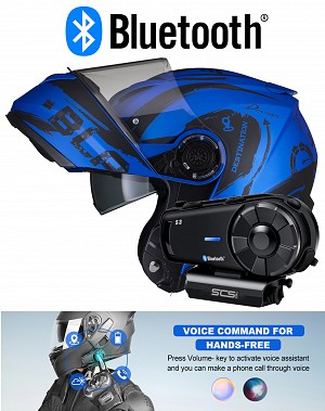 Bluetooth S3 5.0 Optimus Ii Destination Matt Blue Intercom Motorsykkelhjelm